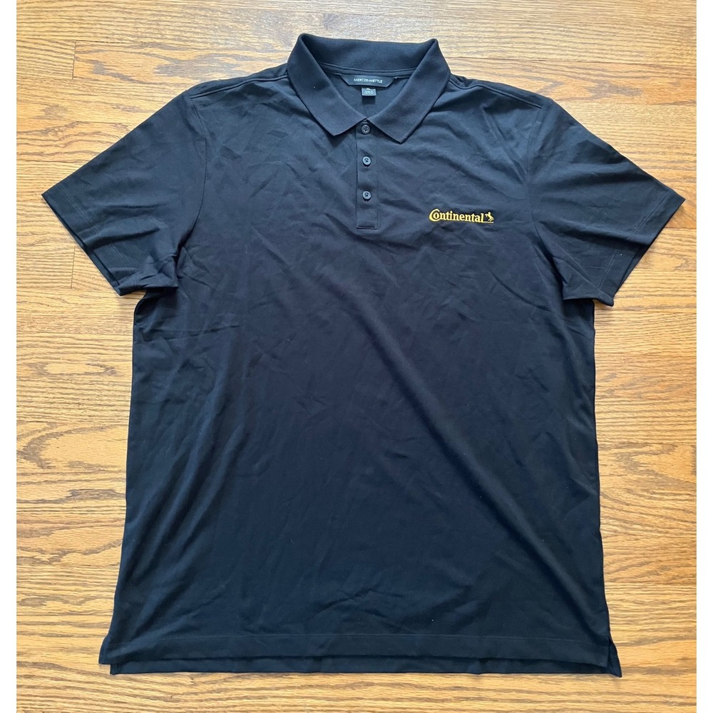 Mercer+Mettle Mens XL Black Short Sleeve Polo Shirt Continental Tires Logo